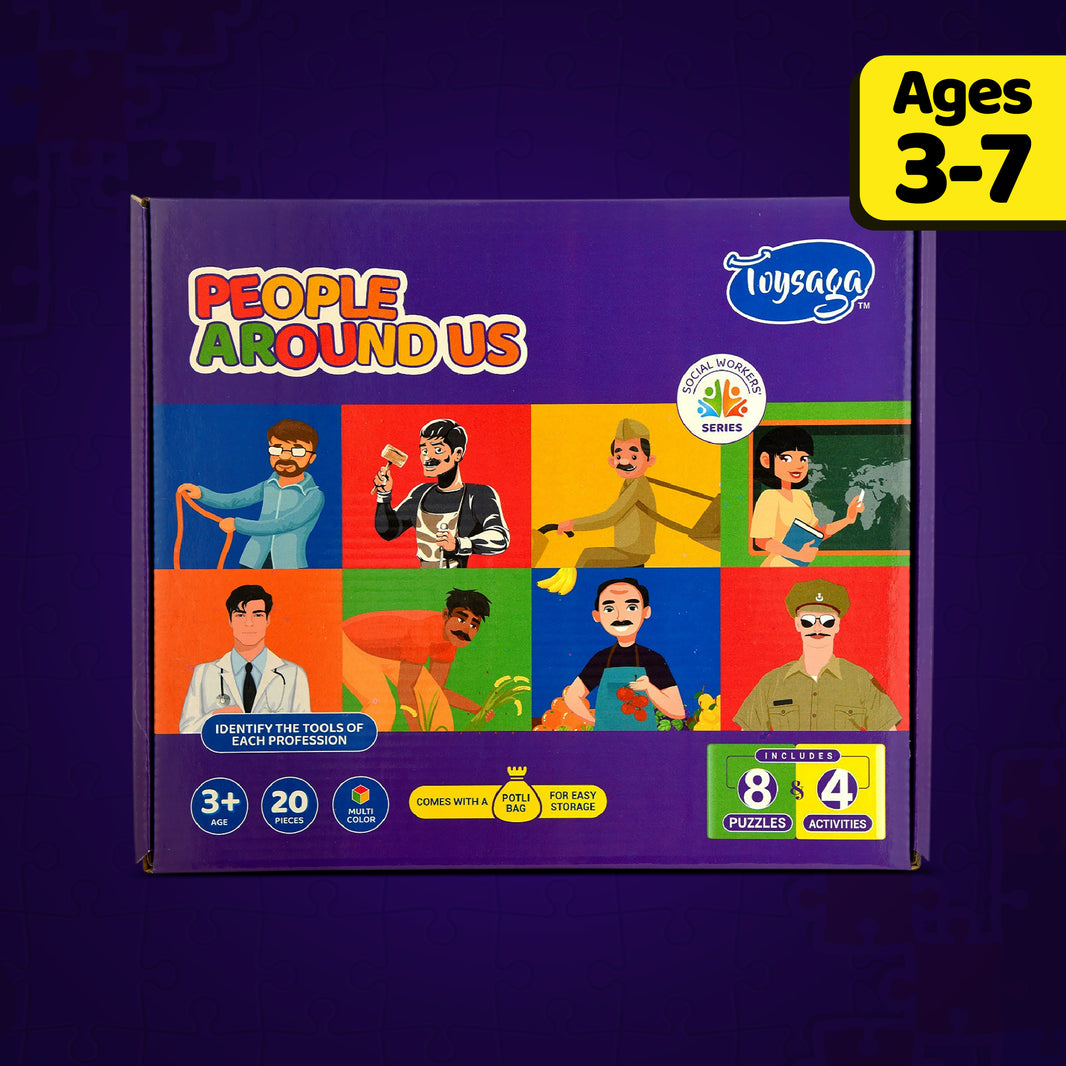 People Around Us Social Workers Series| 8 Self Corrective Color Coded Cardboard Puzzles
