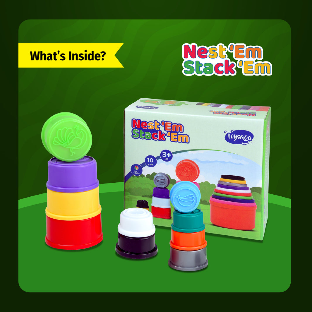 Nest 'Em Stack 'Em | 10 Multicolor Nesting and Stacking Cups