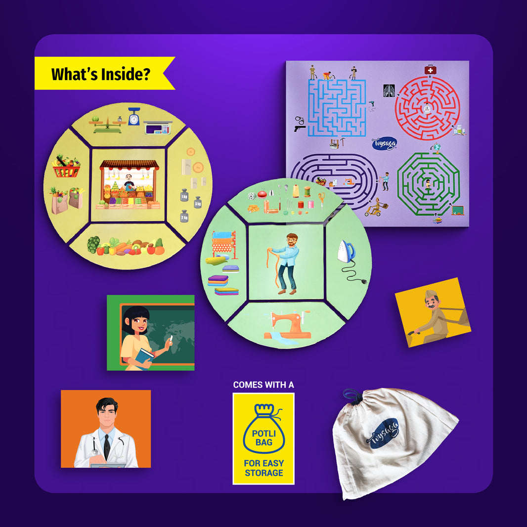People Around Us Social Workers Series| 8 Self Corrective Color Coded Cardboard Puzzles