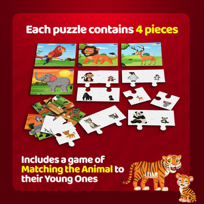 My First Puzzle| Animals & Birds| Set of 10 Jigsaw Puzzles (4 Pieces)