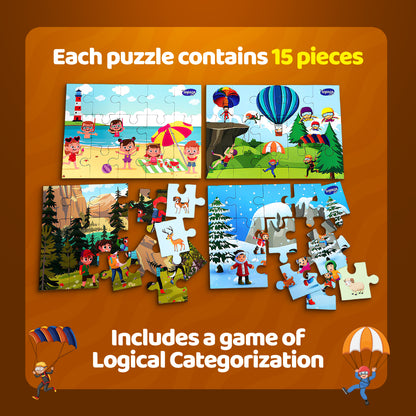 I Can Solve On My Own | Vacation Adventures | Set of 4 Jigsaw Puzzles