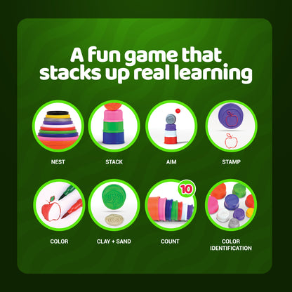 Nest 'Em Stack 'Em | 10 Multicolor Nesting and Stacking Cups