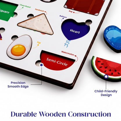 Toysaga Peek & Place Wooden Shapes & Colors Puzzle for Kids with 4 Learning Activities
