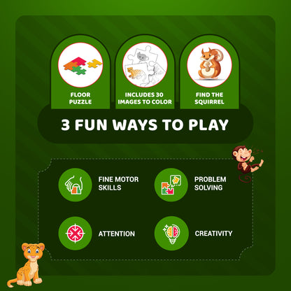 Find The Character| Animals! Jungle Fun| 30 Pieces Floor Puzzle