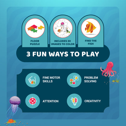 Find The Character| Aqua Animals! Ocean Life| 30 Pieces Floor Puzzle