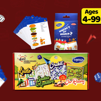 The Complete Playtime Combo (4 in 1 Jumbo Board Games & Where's My Order?)
