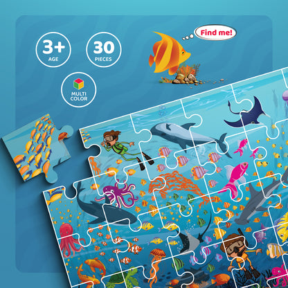 Find The Character| Aqua Animals! Ocean Life| 30 Pieces Floor Puzzle
