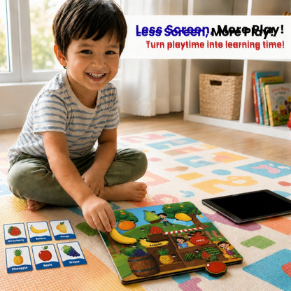 Toysaga Peek & Place Wooden Fruits Educational Puzzle for Kids with 4 Learning Activity