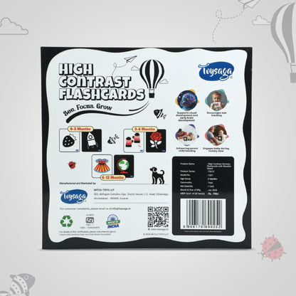 High Contrast Flash Cards for Newborns & Infants, 30 Double Sided Cards With Wooden Stands