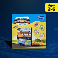 Toysaga Peek & Place Wooden Vehicle Puzzle for Kids with 4 Fun Learning Activities