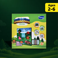 Toysaga Peek & Place Wooden Houses Puzzle for Kids with 4 Fun Learning Activities
