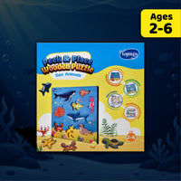 Toysaga Peek & Place Wooden Sea Animals Puzzle for Kids with 4 Learning Activities