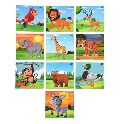My First Puzzle| Animals & Birds| Set of 10 Jigsaw Puzzles (4 Pieces)