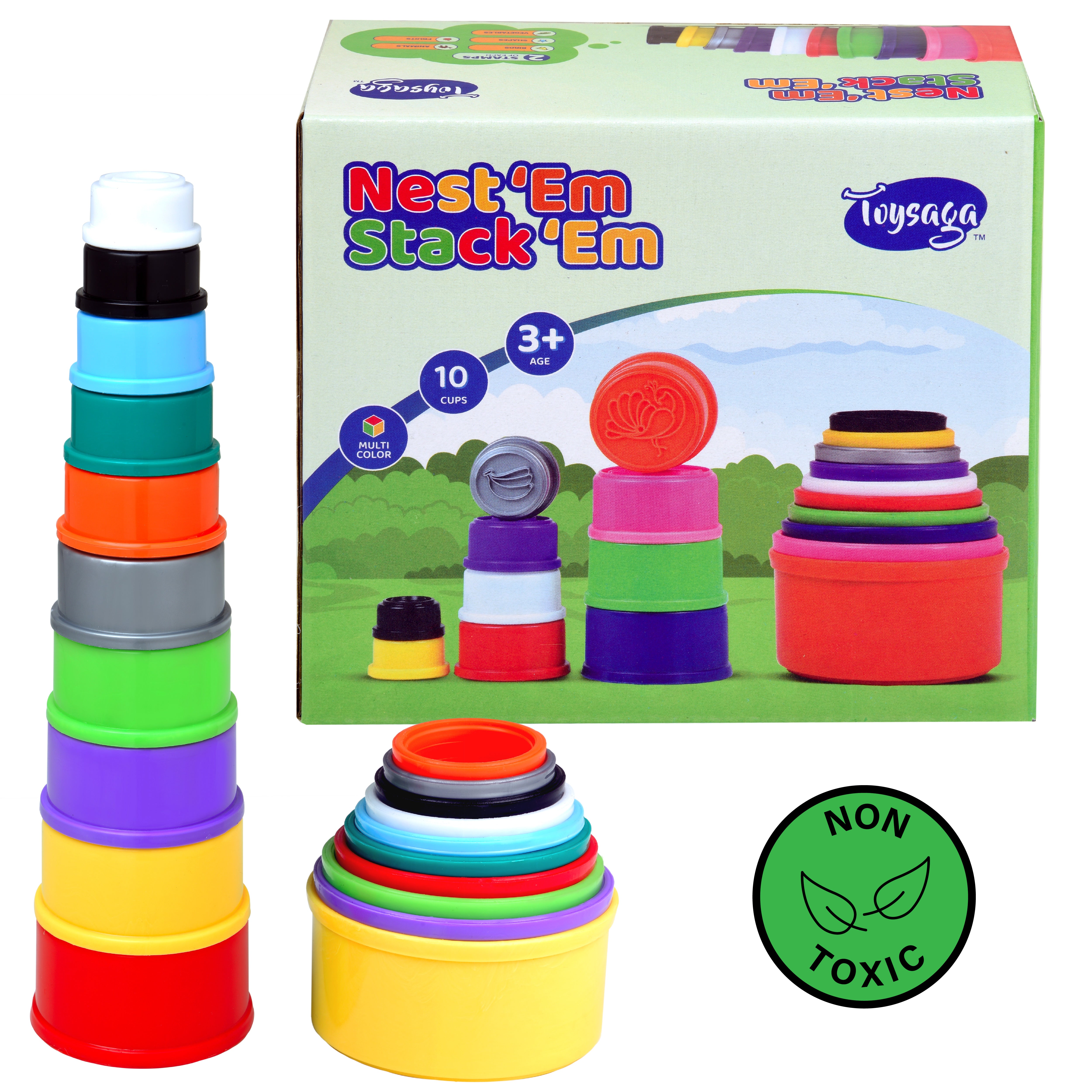 Nest Em Stack Em 10 Multicolor Nesting and Stacking Cups