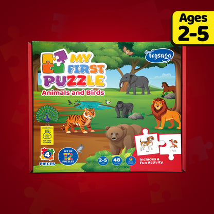 My First Puzzle| Animals & Birds| Set of 12 Jigsaw Puzzles (4 Pieces)