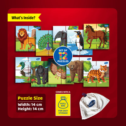 My First Puzzle| Animals & Birds| Set of 12 Jigsaw Puzzles (4 Pieces)