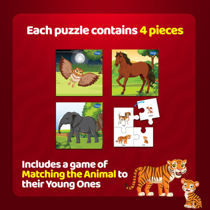 My First Puzzle| Animals & Birds| Set of 12 Jigsaw Puzzles (4 Pieces)