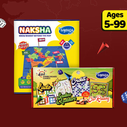 India Discovery & Family Fun Combo (Naksha 2.0 & 4 in 1 Jumbo Board Games)